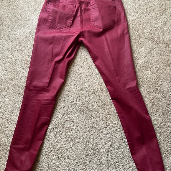 Bisou Bisou Coated Burgundy Red Skinny Jeans Size 10 - Picture 4 of 9